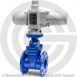 Задвижка чугунная фланцевая Ду-80 Ру-16 (Т<150°С) 30ч939р SL12 ЛМЗ с электроприводом ГЗ-А.70/24 (380 В)