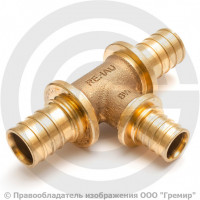 Тройник аксиальный бронзовый переходной для PE-X труб Дн 32-25-32 RAUTITAN PLATINUM RX Rehau