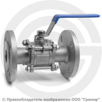 Кран нержавеющий AISI 304 (CF8) трехсоставной фланцевый Ду-40 (1 1/2") Ру-16 NK-BF40/4