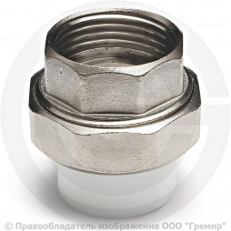 Муфта PP-R комбинированная разъемная белая ВР (ВН) Дн 50-1 1/2" Pro Aqua