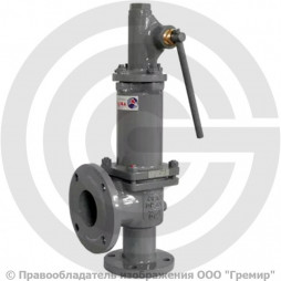 Клапан предохранительный пружинный угловой стальной фланцевый Ду-80 Рср=1.2бар Рн=1.2…3бар (Т<450°С) с ручным подрывом 17с6нж Арма-Пром