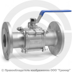 Кран нержавеющий AISI 304 (CF8) трехсоставной фланцевый Ду-65 (2 1/2") Ру-16 NK-BF65/4