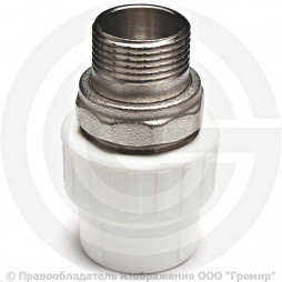 Муфта PP-R комбинированная под ключ белая НР (НАР) Дн 50-1 1/2" VALFEX