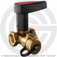 Клапан запорно-балансировочный ручной латунный муфтовый Ду-25 Ру-25 ВР (ВН) Kvs=7.4м3/ч со сливным краном BASIC Broen