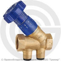Клапан балансировочный ручной латунный муфтовый Ду-15 Ру-25 ВР (ВН) Kvs=3.94м3/ч без ниппелей CIM 787OT/2R Cimberio