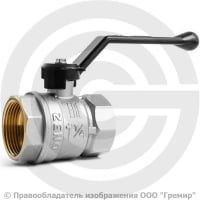 Кран латунный Ду-32 (1 1/4") Ру-25 ВР (ВН) муфтовый никель рычаг LD Pride 47.32.В-В.Р