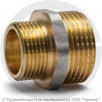 Ниппель латунный переходной НР (НАР) Ду 40-20 (1 1/2"- 3/4") никель Aquasfera