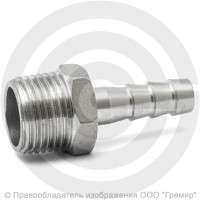 Штуцер под шланг "елочка" нержавеющий AISI 304 Ду 20-25мм (3/4"-25мм)