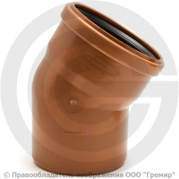 Отвод НПВХ (ПВХ) с раструбом коричневый Дн 110 30гр б/нап в/к Агригазполимер