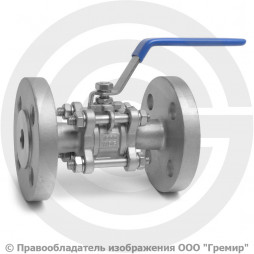 Кран нержавеющий AISI 316 (CF8M) трехсоставной фланцевый Ду-15 (1/2") Ру-16 NK-BF15/6