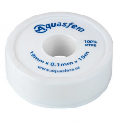 Лента ФУМ PTFE 6020 19ммх0,1ммх15м катушка среда: вода Aquasfera