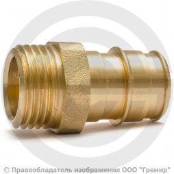 Муфта аксиальная латунная для PE-X труб Дн 20-1/2" НР (НАР) РОС