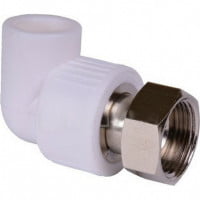 Угольник PP-R комбинированный белый с накидной гайкой Дн 25-1" RTP (РосТурПласт)