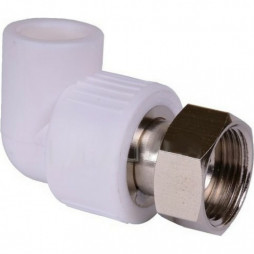 Угольник PP-R комбинированный белый с накидной гайкой Дн 25-1" RTP (РосТурПласт)