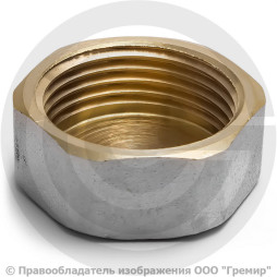 Заглушка латунная ВР (ВН) Ду-20 (3/4") никель Aquasfera