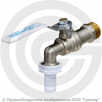 Кран латунный водоразборный Ду-20 (3/4") Ру-16 НР-Штуцер никель рычаг Aquasfera 1119