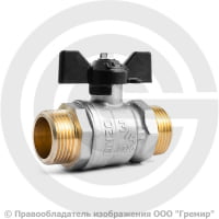 Кран латунный Ду-20 (3/4") Ру-40 НР (НАР) никель бабочка LD Pride 47.20.Н-Н.Б.