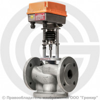 Клапан регулирующий смесительно-разделительный чугунный фланцевый Ду-32 Ру-16 Kvs=16 м3/ч с электроприводом 3-х позиционным TSL-1600-25-1-230-IP67 230В TRV-3 Теплосила