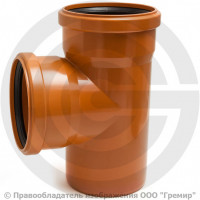 Тройник НПВХ (ПВХ) с раструбом коричневый Дн 315-315 87гр б/нап в/к Ostendorf KGEA