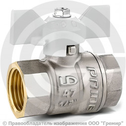 Кран латунный Ду-15 (1/2") Ру-40 ВР (ВН) никель полнопроходной бабочка LD Pride 47.15.В-В.Б white