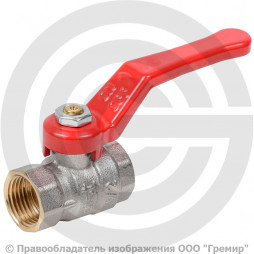 Кран латунный Ду-15 (1/2") Ру-40 ВР (ВН) никель полнопроходной рычаг красный Dist Стандарт