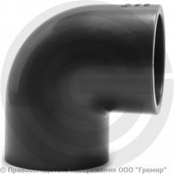 Отвод ПВХ клеевой серый Дн 90 90гр Ру-10 напорный Aquaviva