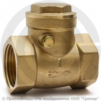 Клапан обратный поворотный латунный Ду-25 (1") Ру-40 ВР (ВН) (Т<100°С) латунь+EPDM Aquasfera 3004