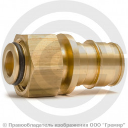 Соединитель аксиальный латунный для PE-X труб Дн 16-1/2" под конус с накидной гайкой GX179 Giacomini GX179Y043