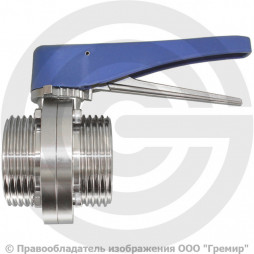 Затвор нержавеющий дисковый поворотный резьбовой Ду-50 (2") Ру-8 с нержавеющим диском NK-DZmpEPDM50/4