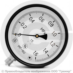 Манометр радиальный диаметр 160мм 0-16 кгс/см2 (0-1,6 МПа) М20х1,5 МТ-160 Багория