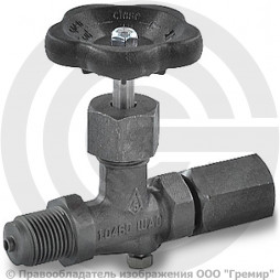 Клапан запорный игольчатый стальной Ду-15 (1/2") Ру-40 ВР-НР (ВН-НАР) G1/2" без фланца с маховиком Росма