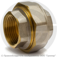 Американка (соединитель) латунная прямая ВР (ВН) Ду-32 (1 1/4") никель Aquasfera