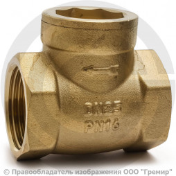 Клапан обратный поворотный латунный Ду-100 (4") Ру-16 ВР (ВН) (Т<100°С) Китай