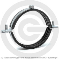 Хомут крепежный оцинкованный с резиновой прокладкой Ду-80 (Дн 87-94) (3") М12 б/к