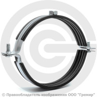 Хомут крепежный оцинкованный с резиновой прокладкой Ду-100 (Дн 108-116) (4") М12 б/к Хомут крепежный оцинкованный с резиновой прокладкой Ду-100 (Дн 108-116) (4") М12 б/к