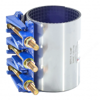 Хомут ремонтный нержавеющий с чугунным замком Ду-225 (Дн 248-258) 3 болта L=200мм Хомут ремонтный нержавеющий с чугунным замком Ду-225 (Дн 248-258) 3 болта L=200мм