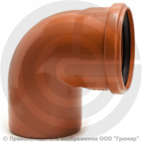 Отвод НПВХ (ПВХ) с раструбом коричневый Дн 125 87гр б/нап в/к Ostendorf KGB