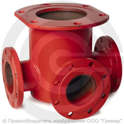 Тройник с пожарной подставкой фланцевый ППТФ стальной Ду 250-200 Ру-16 КЗСД