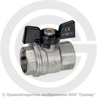 Кран латунный Ду-15 (1/2") Ру-64 ВР (ВН) никель полнопроходной бабочка Bugatti серия 302