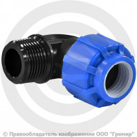 Отвод ПЭ компрессионный Дн 40-1 1/2" 90гр НР (НАР) ТПК-АКВА Отвод ПЭ компрессионный Дн 40-1 1/2" 90гр НР (НАР) ТПК-АКВА