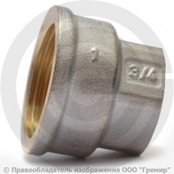 Муфта латунная переходная ВР (ВН) Ду 50-40 (2"- 1 1/2") никель Aquasfera