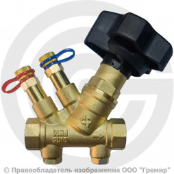 Клапан балансировочный ручной латунный муфтовый Ду-32 Ру-16 ВР (ВН) Kvs=14.11м3/ч с измерительными ниппелями MVT-R Ридан