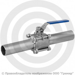 Кран нержавеющий AISI 316 (CF8M) трехсоставной под приварку Ду-80 Ру-63 полнопроходной Benarmo