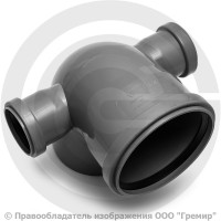 Отвод PP-H с выходом левый и правый серый Дн 110-50-50 45гр б/нап в/к RTP (РосТурПласт) Отвод PP-H с выходом левый и правый серый Дн 110-50-50 45гр б/нап в/к RTP (РосТурПласт)