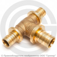 Тройник аксиальный бронзовый переходной для PE-X труб Дн 25-16-16 RAUTITAN PLATINUM RX Rehau