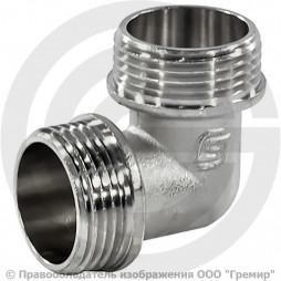 Уголок (угольник) латунный реборда НР (НАР) Ду-20 (3/4") никель SantechSystems