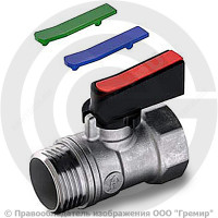 Кран латунный Ду-15 (1/2") Ру-16 ВР-НР (ВН-НАР) полнопроходной флажок с цвет. встав. Giacomini R694 мини