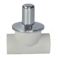Клапан запорный (вентиль) PP-R белый хромированный Дн 20 90гр Ру-25 внутренняя пайка RTP (РосТурПласт)
