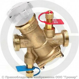 Клапан балансировочный автоматический латунный муфтовый Ду-25 Ру-16 НР(НАР) Kvs=2.16м3/ч с измерительными ниппелями AQT-R Ридан